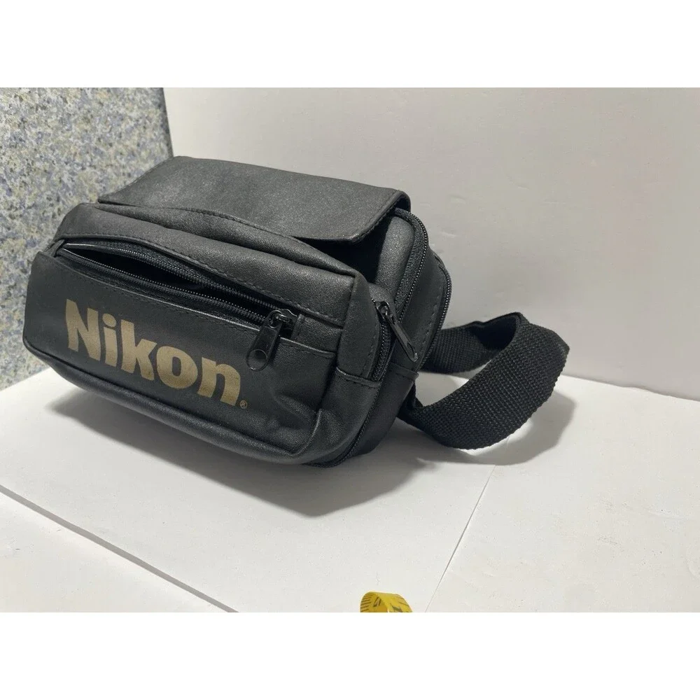 Nikon Camera Fanny Waist Pack Bag Black Nylon Vintage Crossbody Bag Leather NEW